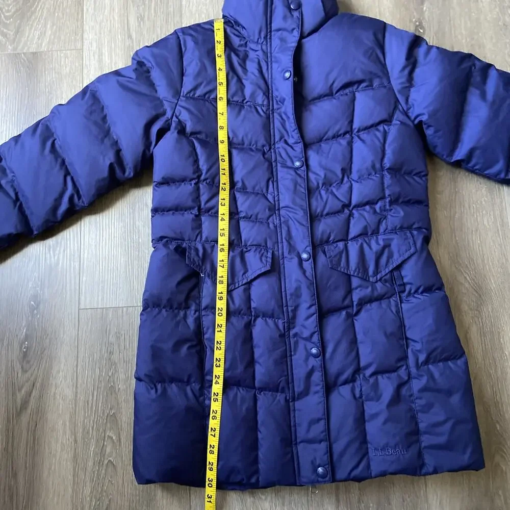 L.L. Bean Down Tek Down Puffer Coat Sz XS Blue Length